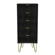 Hong Kong 5 Drawer Narrow Chest with Gold Hairpin Legs - Welcome Furniture