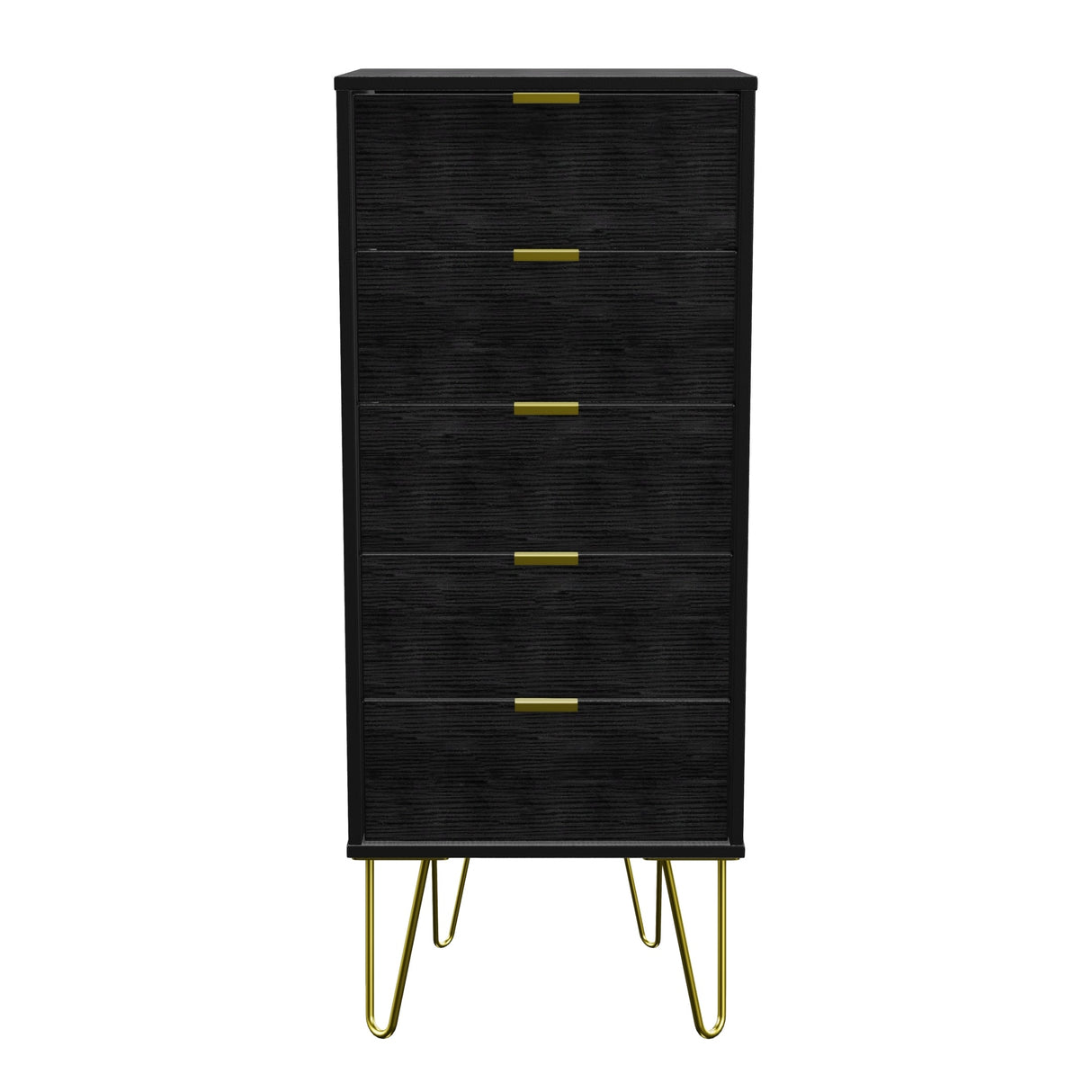 Hong Kong 5 Drawer Narrow Chest with Gold Hairpin Legs - Welcome Furniture