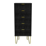 Hong Kong 5 Drawer Narrow Chest with Gold Hairpin Legs - Welcome Furniture