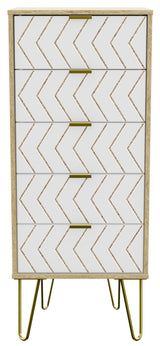 Hong Kong 5 Drawer Narrow Chest with Gold Hairpin Legs - Welcome Furniture