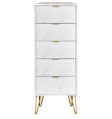 Hong Kong 5 Drawer Narrow Chest with Gold Hairpin Legs - Welcome Furniture