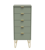 Hong Kong 5 Drawer Narrow Chest with Gold Hairpin Legs - Welcome Furniture