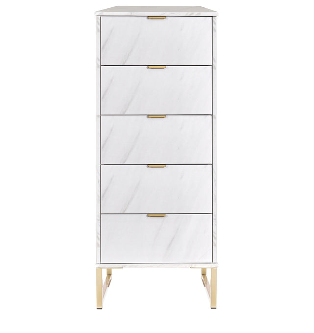 Hong Kong 5 Drawer Narrow Chest with Gold Legs - Welcome Furniture