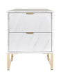 Hong Kong Marble 2 Drawer Bedside Cabinet with Gold Legs - Welcome Furniture