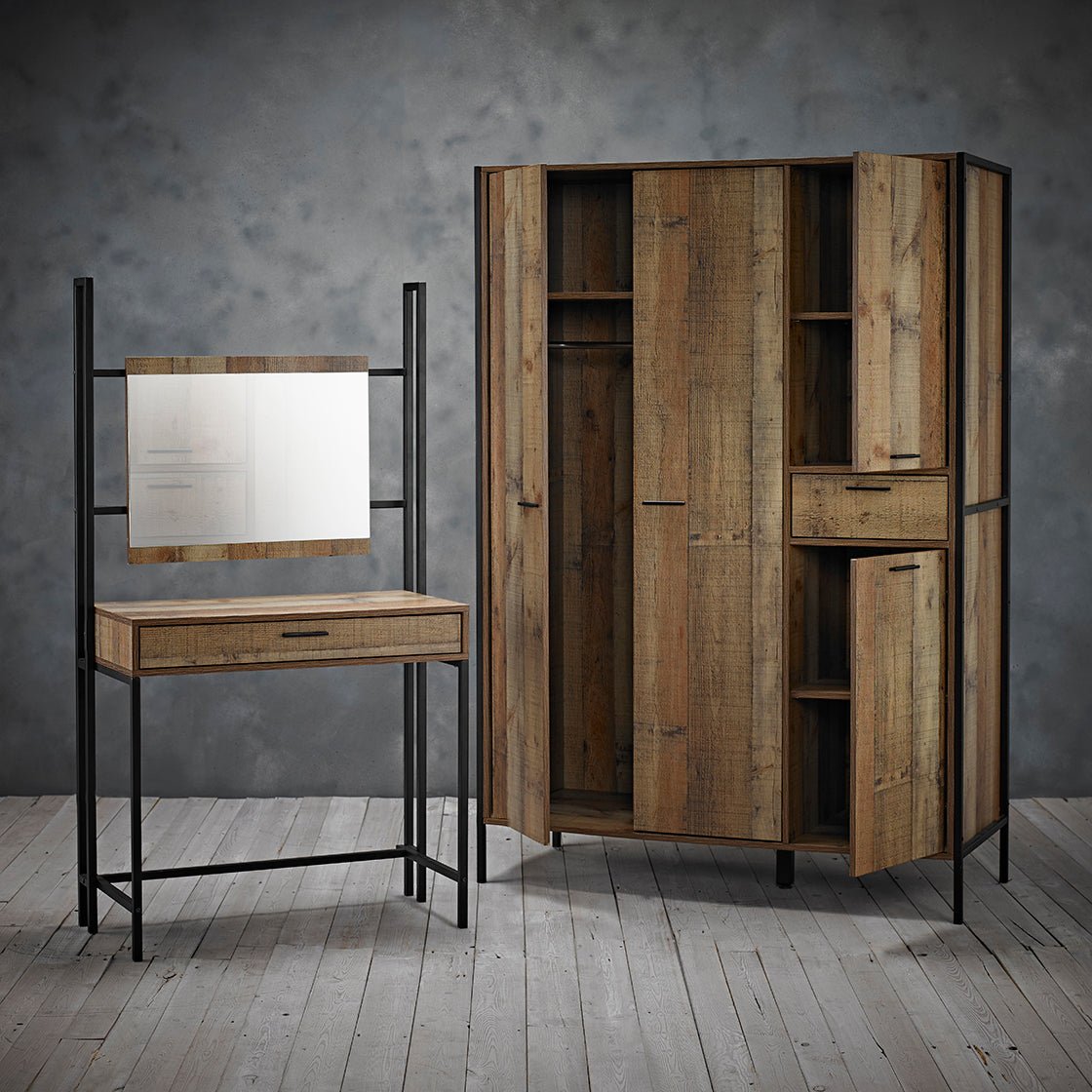 Hoxton Rustic 4 Door 1 Drawer Wardrobe - LPD