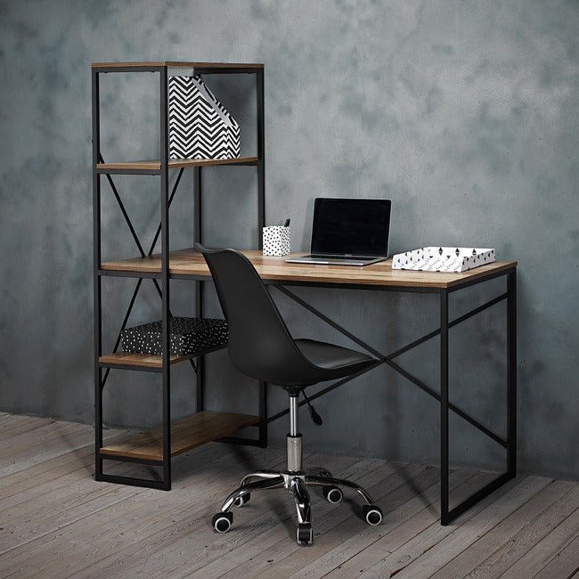 Hoxton Rustic Desk with 3 Shelves - LPD