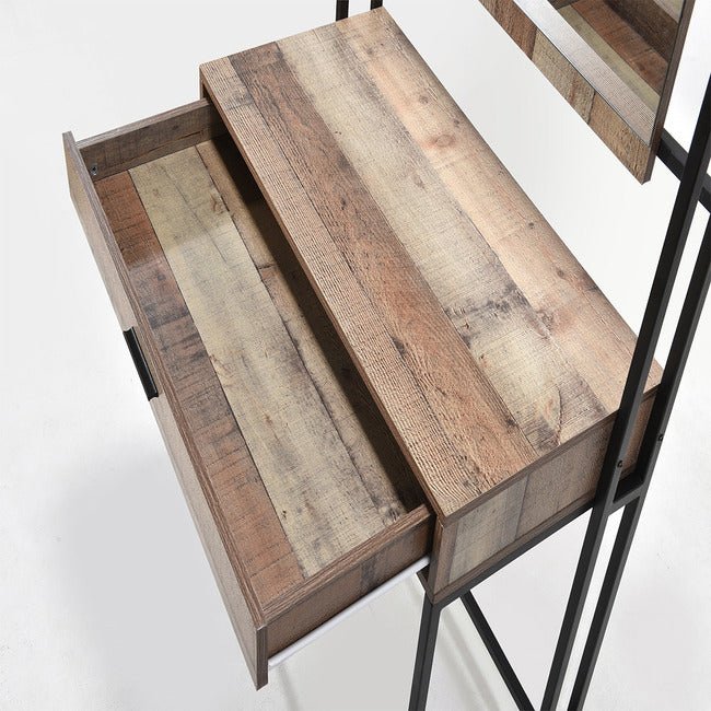 Hoxton Rustic Dressing Table with Mirror and Drawer - LPD