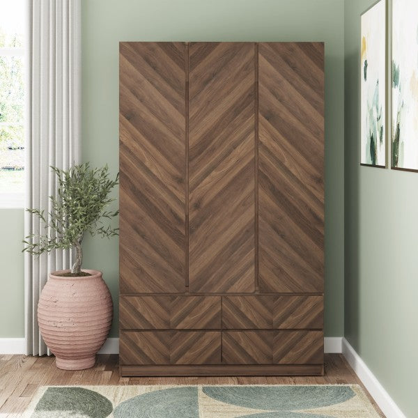 Catania Herringbone 3 Door 4 Drawer Wardrobe