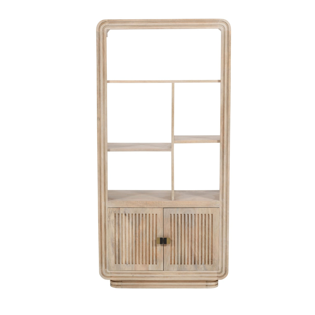 Hudson Carved Mango Wood 2 Door Bookcase - Indian Hub