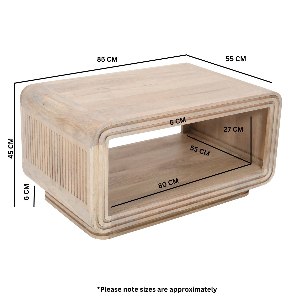 Hudson Carved Mango Wood Coffee Table - Indian Hub