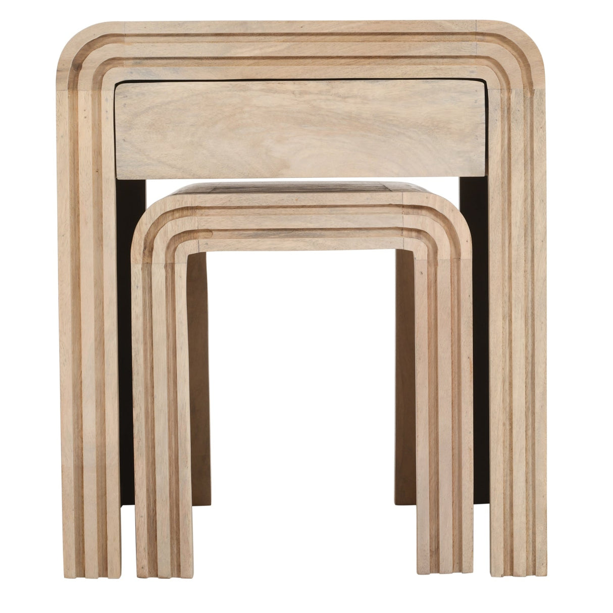 Hudson Carved Mango Wood Nest of Tables - Indian Hub