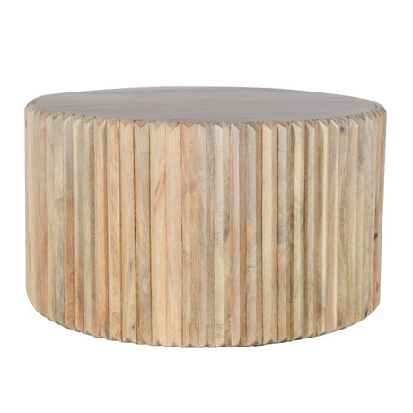 Hudson Carved Mango Wood Round Coffee Table - Indian Hub