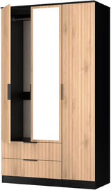 Java Tall Mirrored 2 Drawer 3 Door Triple Wardrobe