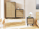 Manila Rattan 3 Piece Bedroom Set with 2 Door Wardrobe, Bedside Table & Chest of 3+2 Drawers