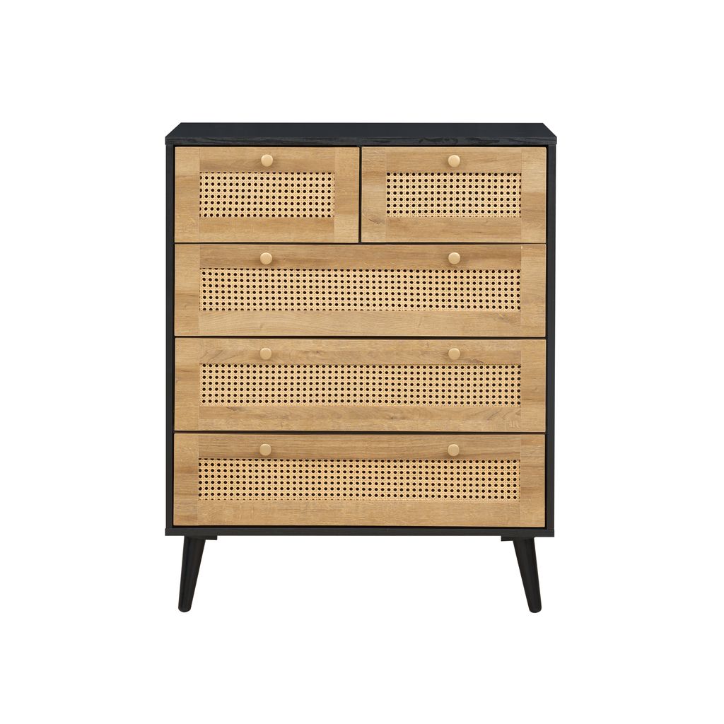 Manila Rattan 3 Piece Bedroom Set with 2 Door Wardrobe, Bedside Table & Chest of 3+2 Drawers