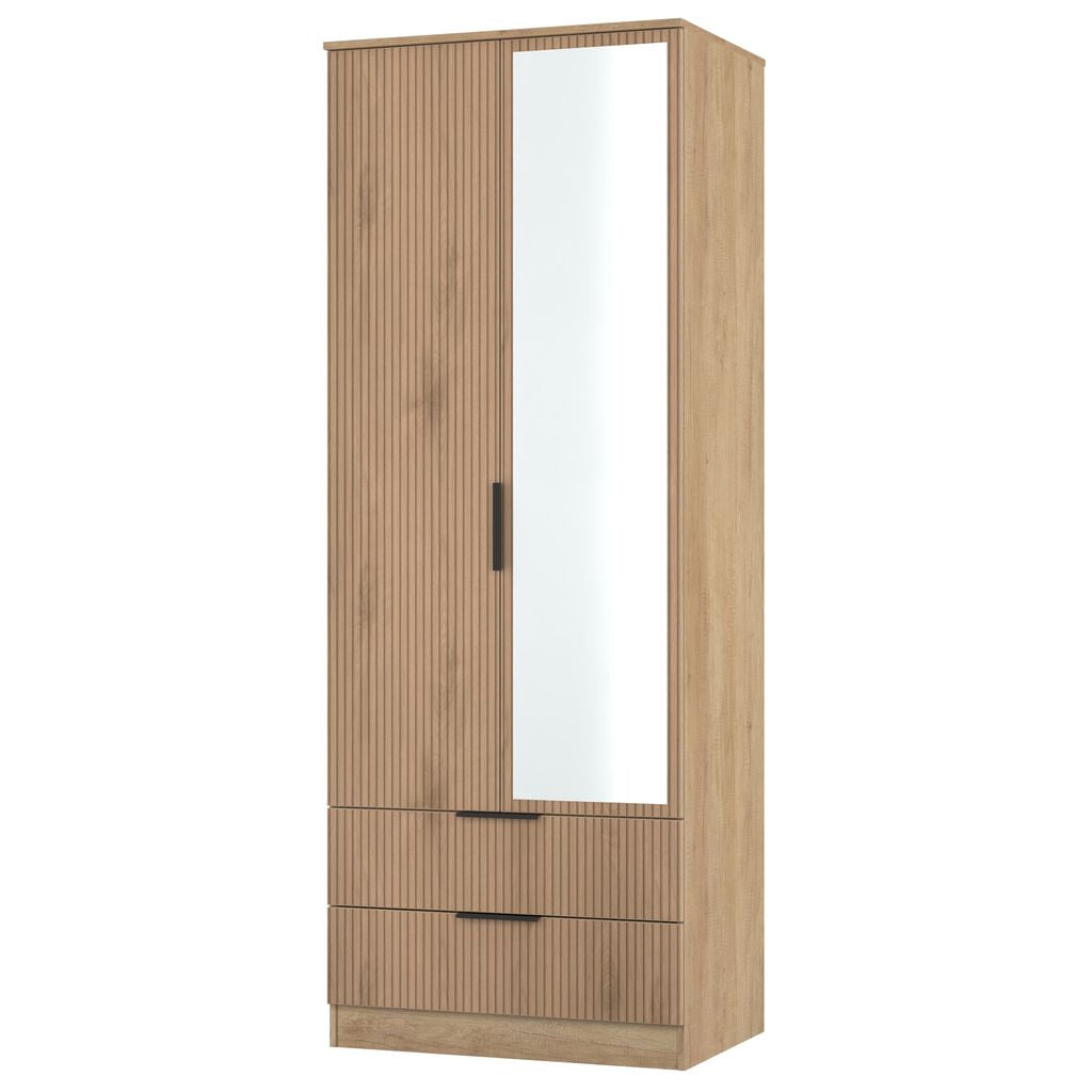 Java Tall Mirrored 2 Drawer 2 Door Double Wardrobe