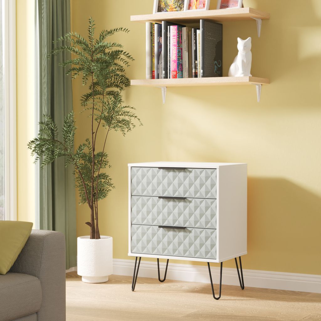 Harlequin 3 Drawer Midi Chest with Black Hairpin Legs