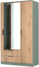 Java Tall Mirrored 2 Drawer 3 Door Triple Wardrobe