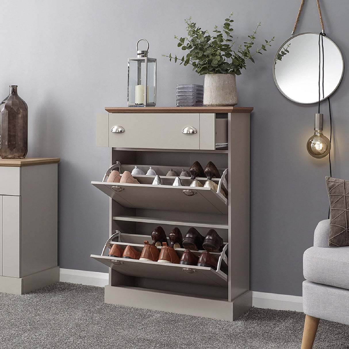 Kendal 2 Door 1 Drawer Deluxe Shoe Cabinet - GFW