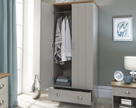 Kendal 2 Door 1 Drawer Double Wardrobe - GFW