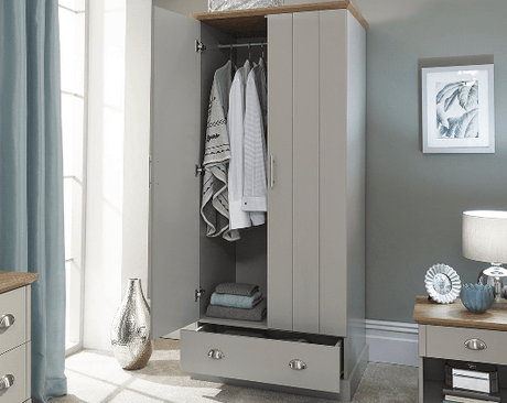 Kendal 2 Door 1 Drawer Double Wardrobe - GFW