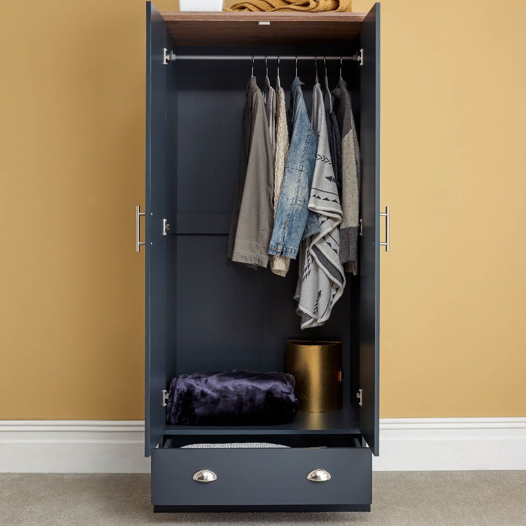 Kendal 2 Door 1 Drawer Double Wardrobe - GFW