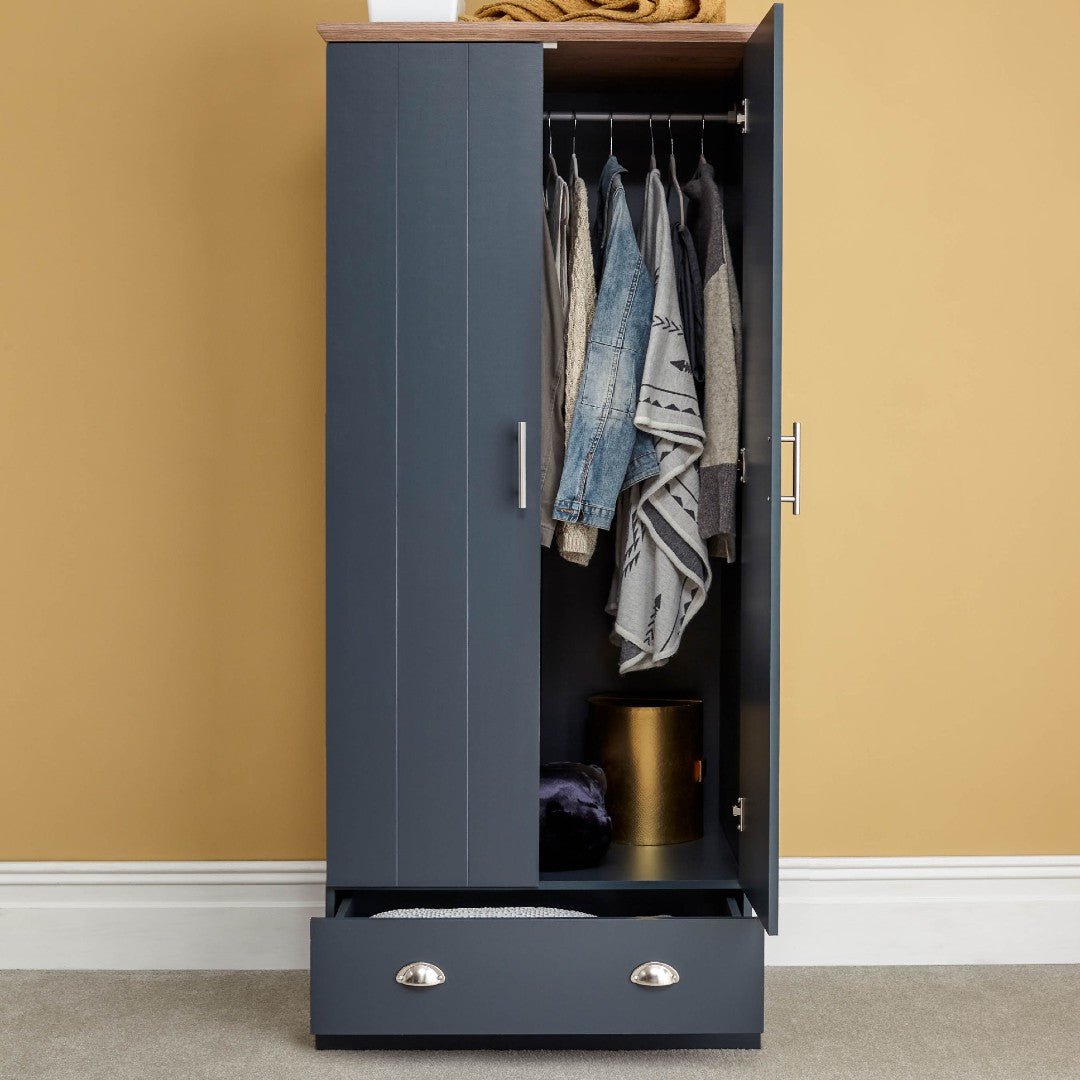 Kendal 2 Door 1 Drawer Double Wardrobe - GFW