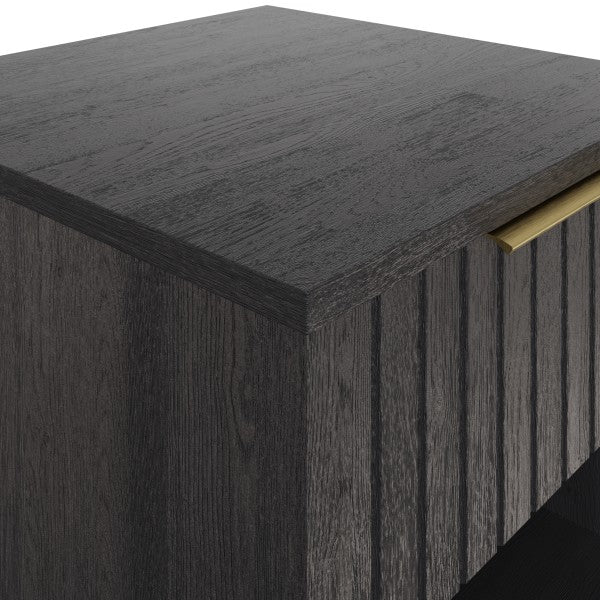 Nervata Black 1 Drawer Lamp Table with Gold Legs