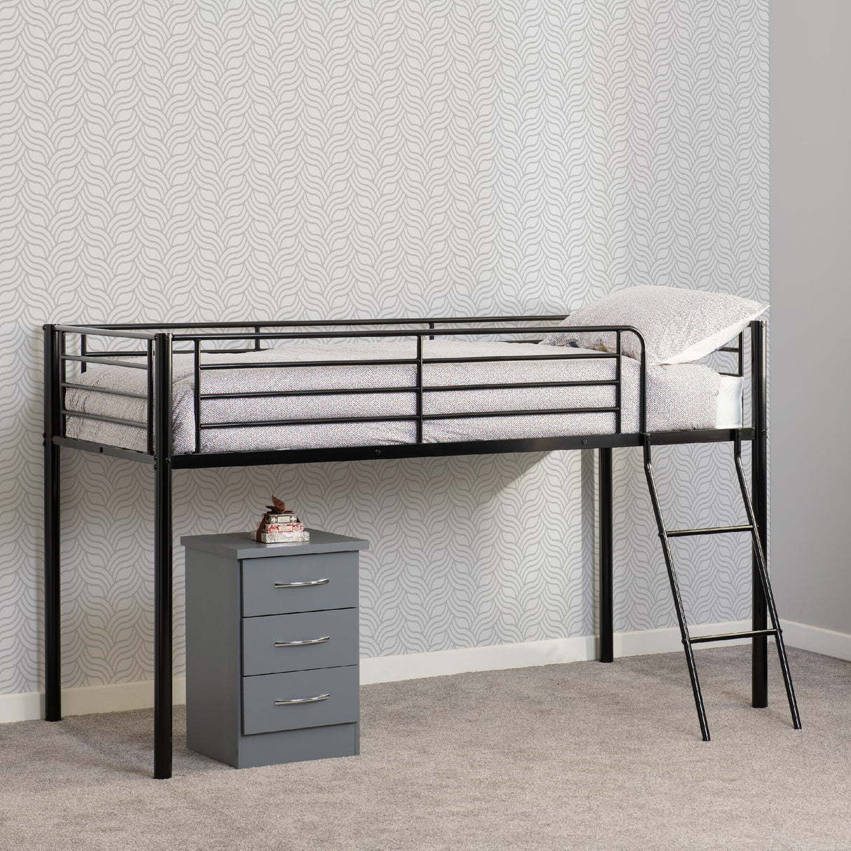 Kora 3ft Single Mid Sleeper Metal Bed Frame - Seconique