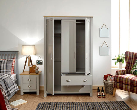 Lancaster 3 Door 2 Drawer Triple Wardrobe - GFW