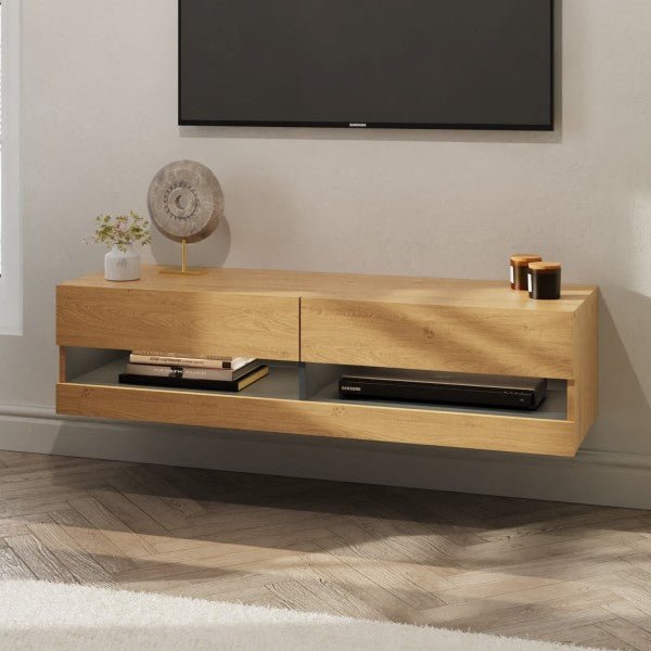 Leon 120cm Wall TV Unit with LED Lighting - GFW