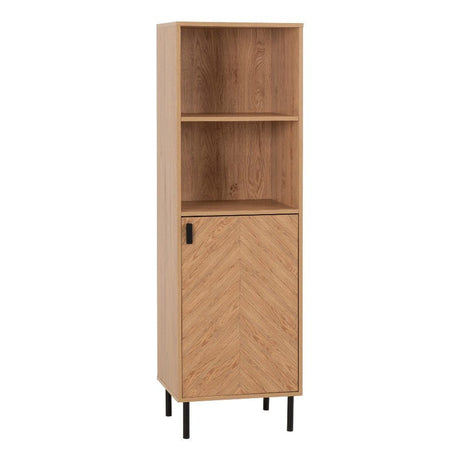 Leon Herringbone Retro 1 Door 2 Shelf Cabinet - Seconique