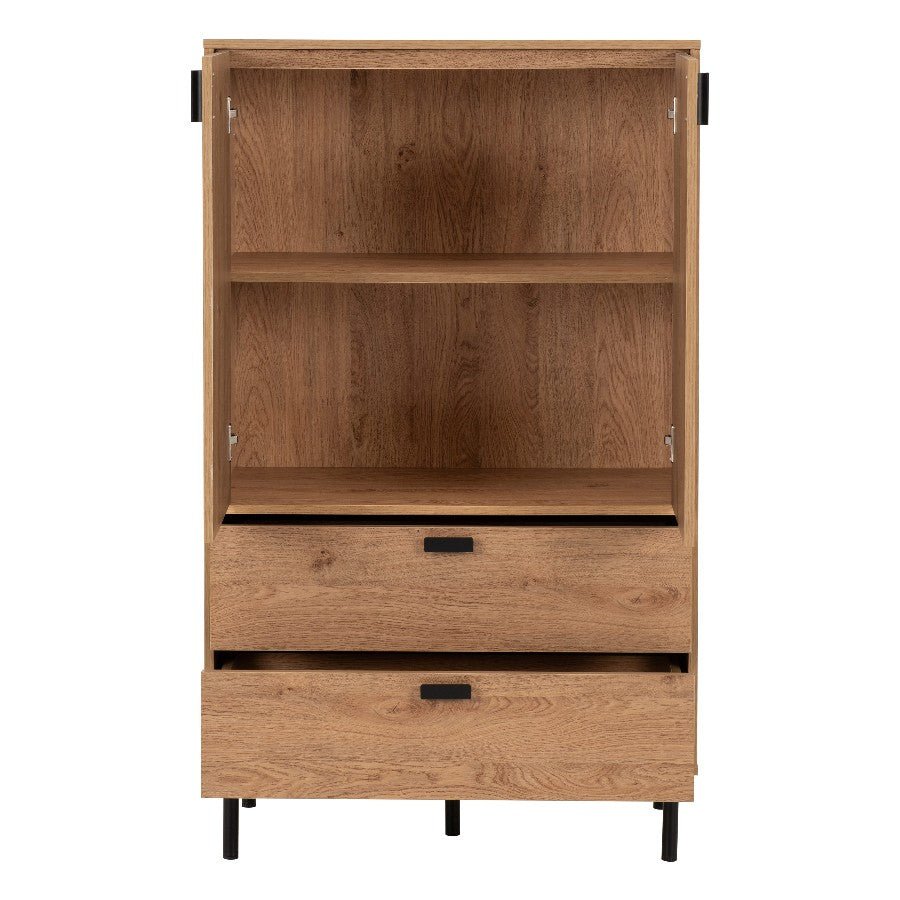 Leon Herringbone Retro 2 Door 2 Drawer Cabinet - Seconique