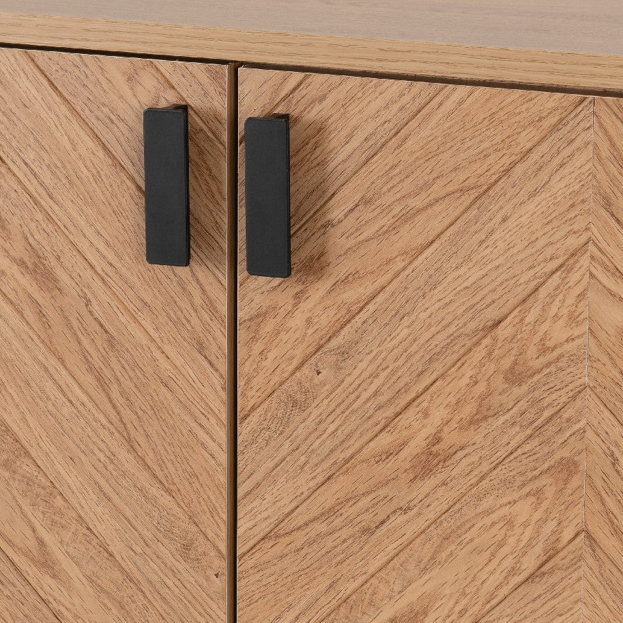 Leon Herringbone Retro 2 Door 2 Drawer Cabinet - Seconique