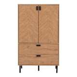 Leon Herringbone Retro 2 Door 2 Drawer Cabinet - Seconique