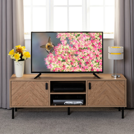 Leon Herringbone Retro 2 Door TV Unit - Seconique