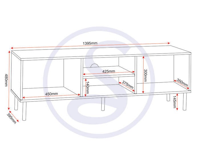 Leon Herringbone Retro 2 Door TV Unit - Seconique