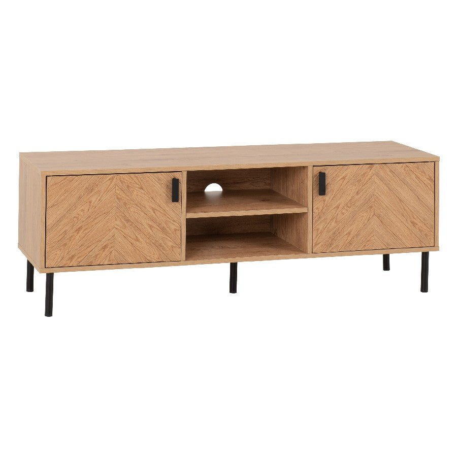 Leon Herringbone Retro 2 Door TV Unit - Seconique