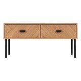 Leon Herringbone Retro 2 Drawer Coffee Table - Seconique