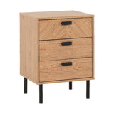 Leon Herringbone Retro 3 Drawer Bedside Table - Seconique