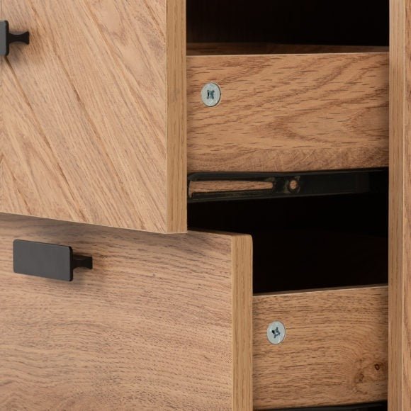 Leon Herringbone Retro 3 Drawer Bedside Table - Seconique