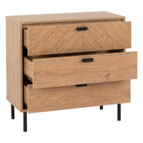 Leon Herringbone Retro 3 Drawer Chest - Seconique