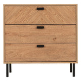 Leon Herringbone Retro 3 Drawer Chest - Seconique