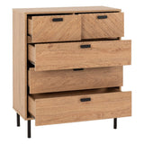 Leon Herringbone Retro 3+2 Drawer Chest - Seconique