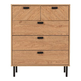 Leon Herringbone Retro 3+2 Drawer Chest - Seconique