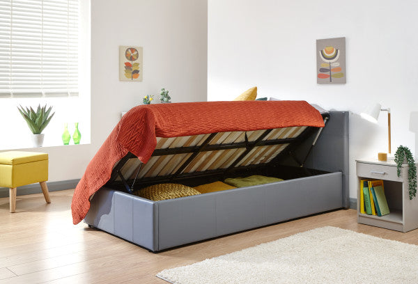 Side Lift Ottoman Bed Faux Leather