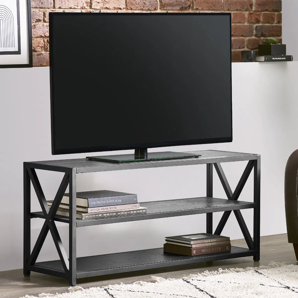 Lima TV Unit with 2 Open Shelves - Julian Bowen