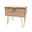 Linear 1 Drawer Bedside Cabinet with Gold Hairpin Legs - Welcome Furniture