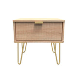 Linear 1 Drawer Bedside Cabinet with Gold Hairpin Legs - Welcome Furniture