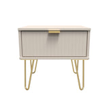 Linear 1 Drawer Bedside Cabinet with Gold Hairpin Legs - Welcome Furniture